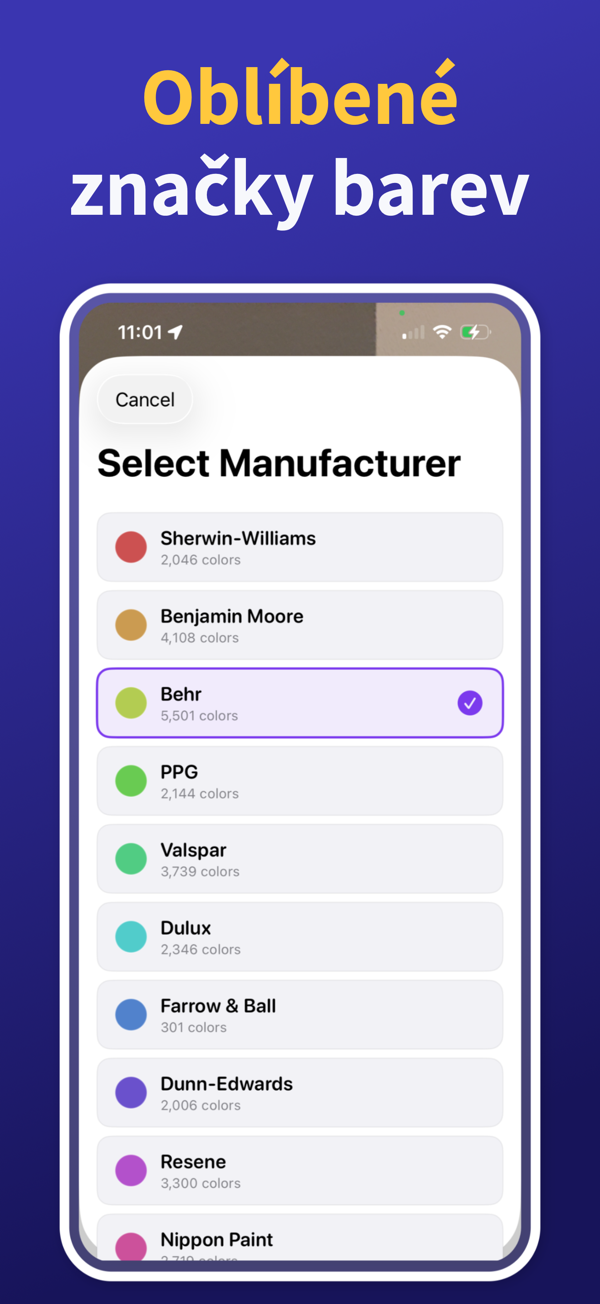 Paint Color Match & Preview saved colors library