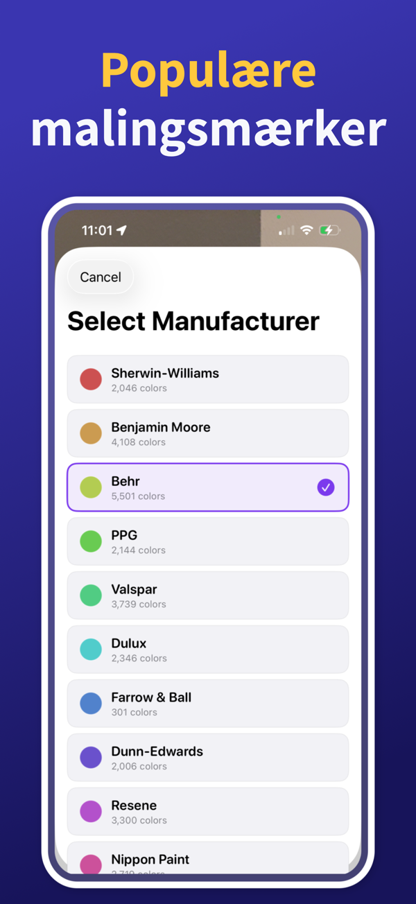 Paint Color Match & Preview saved colors library