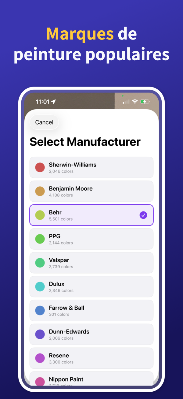 Paint Color Match & Preview saved colors library