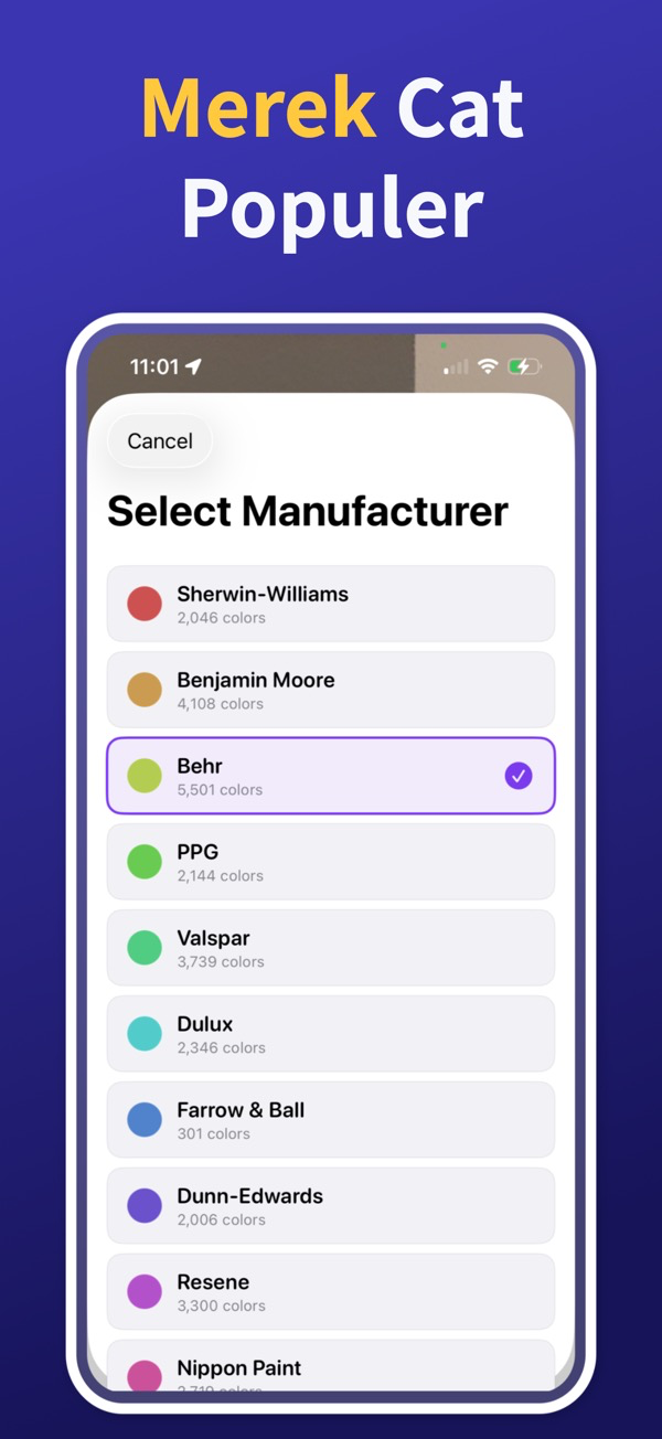 Paint Color Match & Preview saved colors library