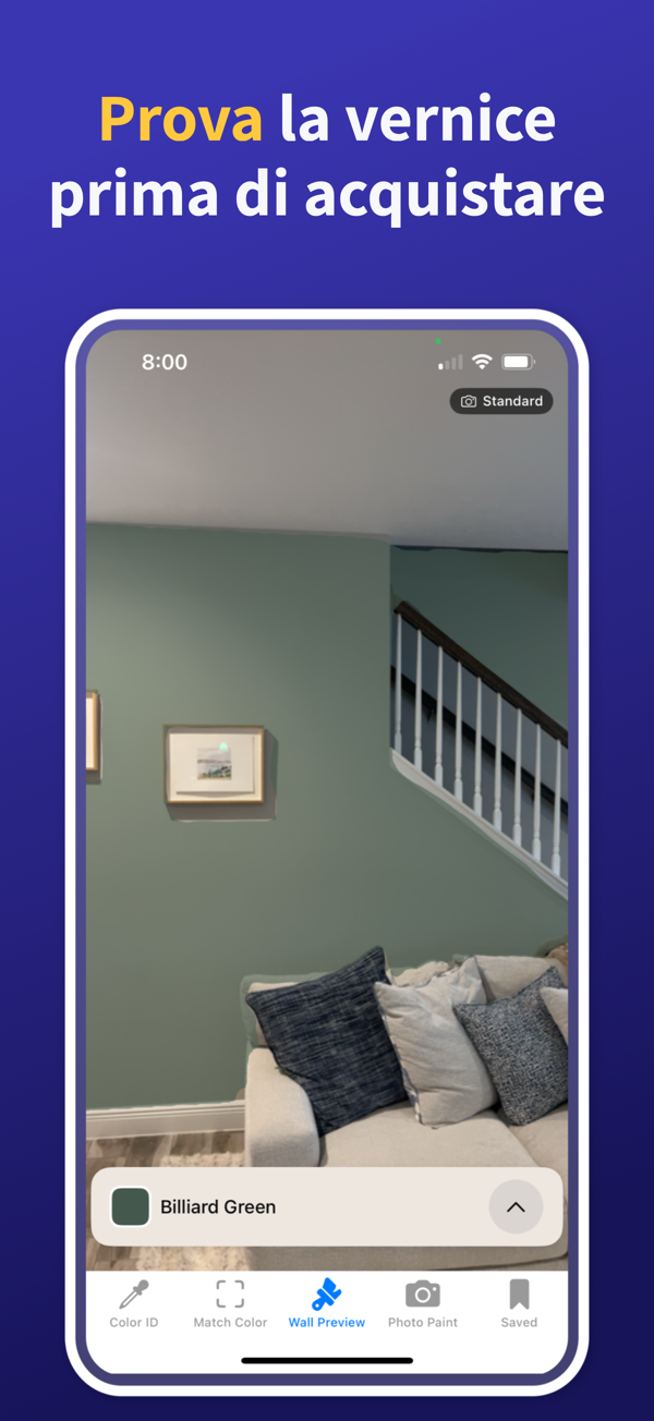 Paint Color Match & Preview app showing live color identification feature