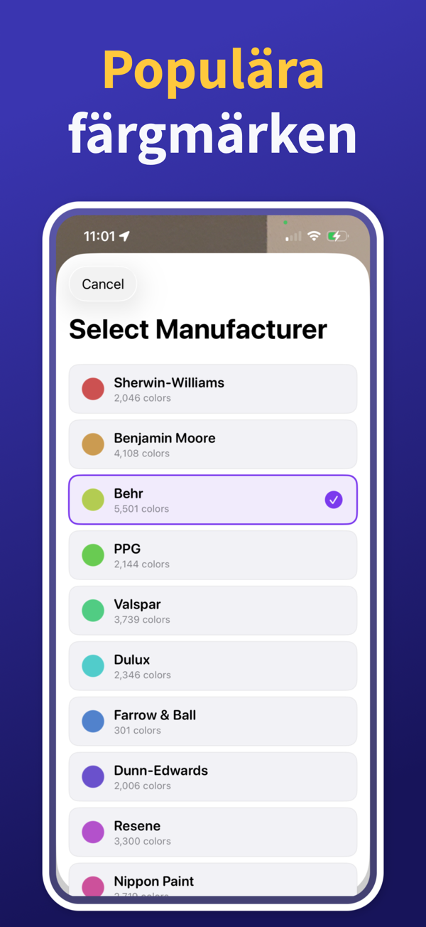 Paint Color Match & Preview saved colors library