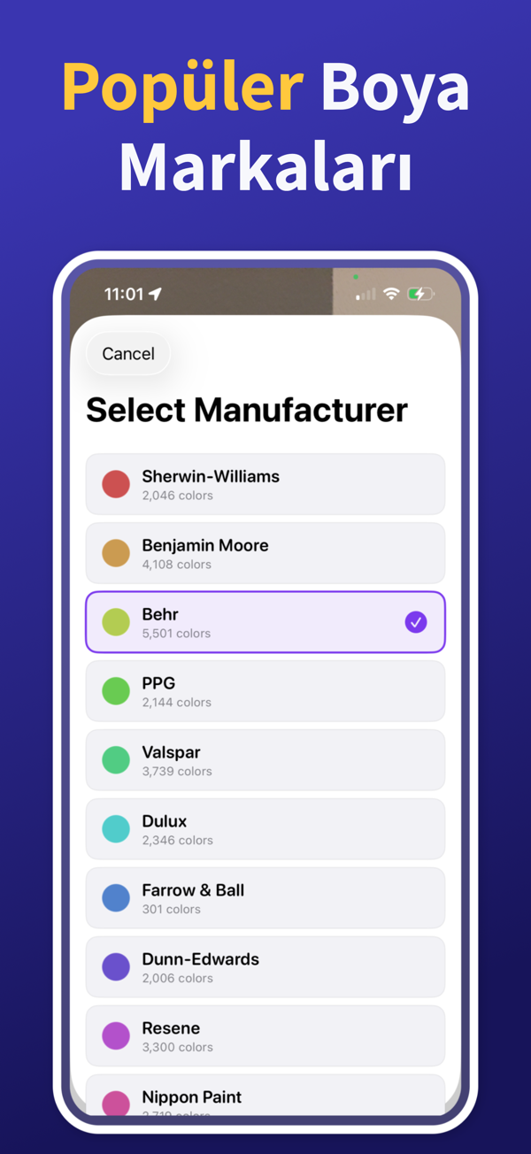 Paint Color Match & Preview saved colors library