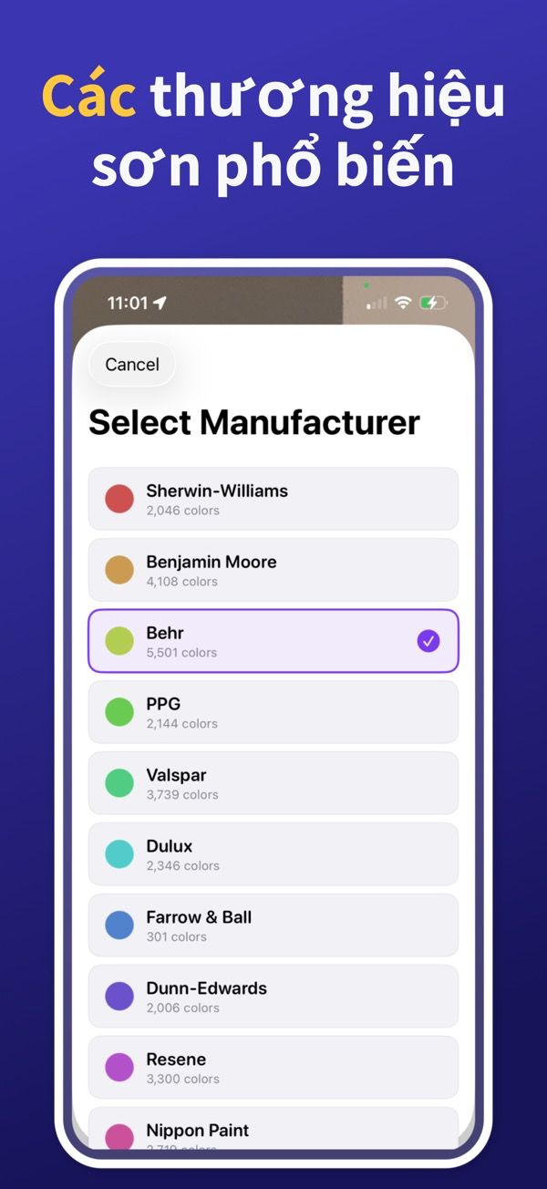 Paint Color Match & Preview saved colors library